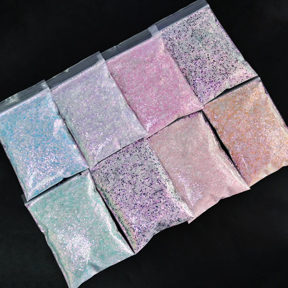 50g Sparkly Purple Nail Powder Mixed  Gradient Iridescent Glitter Nail Art Sequins Symphony Spangle Manicure Nail Art Paillette