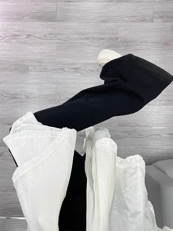 Plus Größe Spitze Splice Ballett Sle f Rock frauen Sommer Schichtung ort Rock Unebene Saum Abnehmen mittlere Taille Design