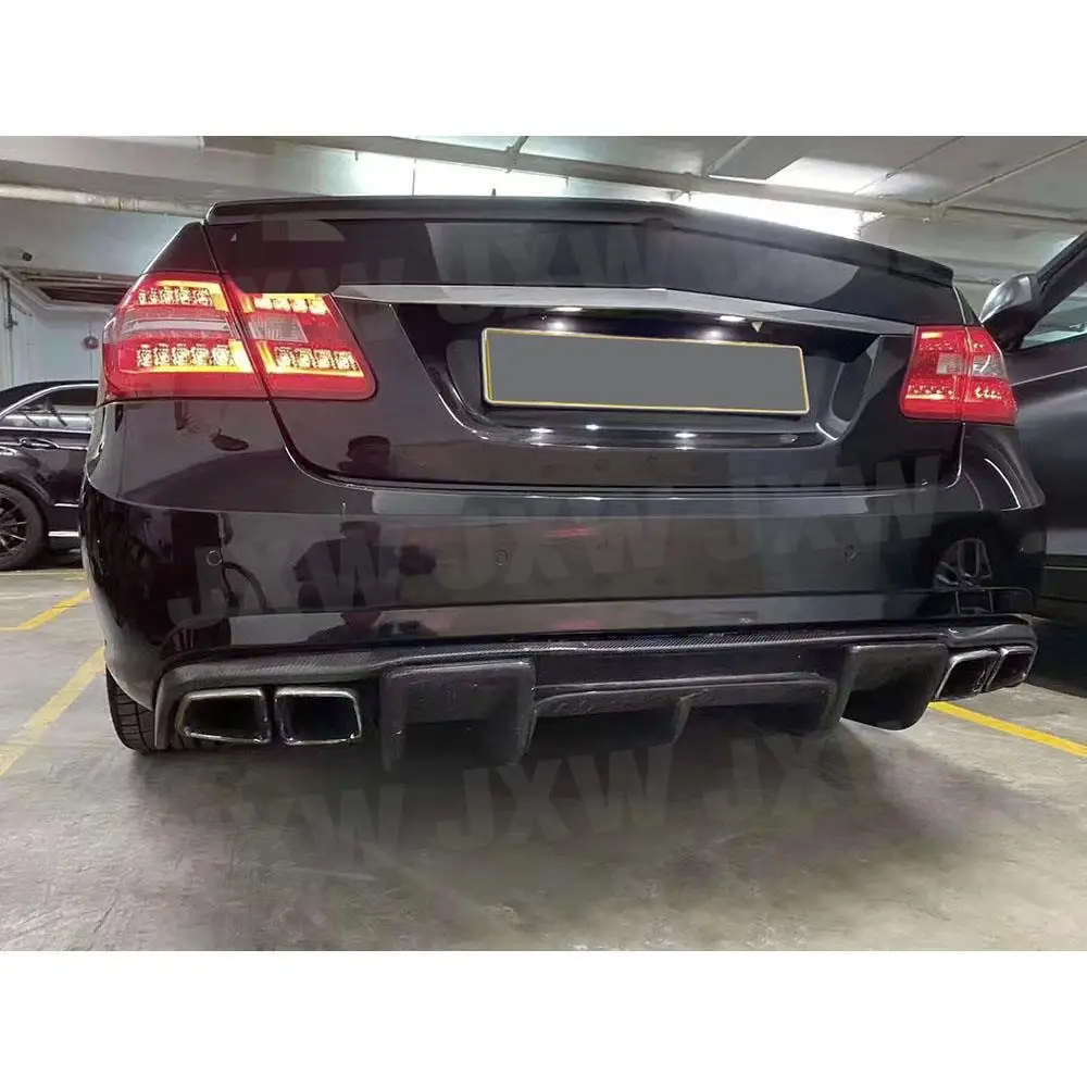 JXWANCF For Benz E Class W212 E400 E500 E63 AMG 4 Door Sport 2011-2013 Rear Bumper Lip Diffuser Spoiler Carbon Fiber FRP view 5