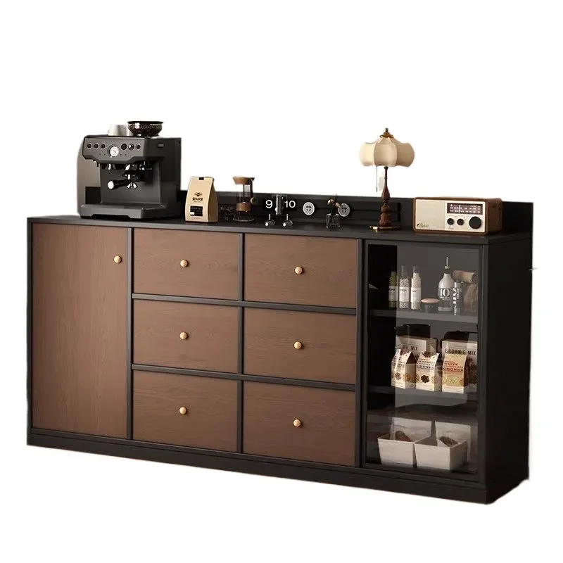 for Thickened Side Cabinet Locker Integrated Against Wall Antique Tea Home Living Room Storage Coffee Machine Cabinet Storage
