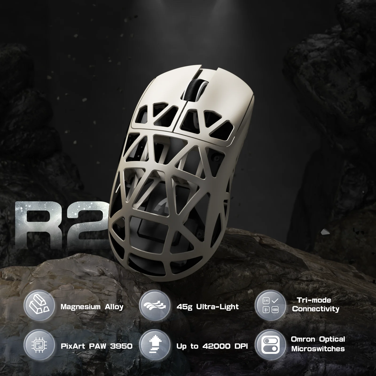 Imagem -03 - Mambasnake-magnesium Alloy Gaming Sensor Mouse Ataque Shark r2 Pixel Art Paw3950 Taxa de Polling sem Fio 45g 8000hz