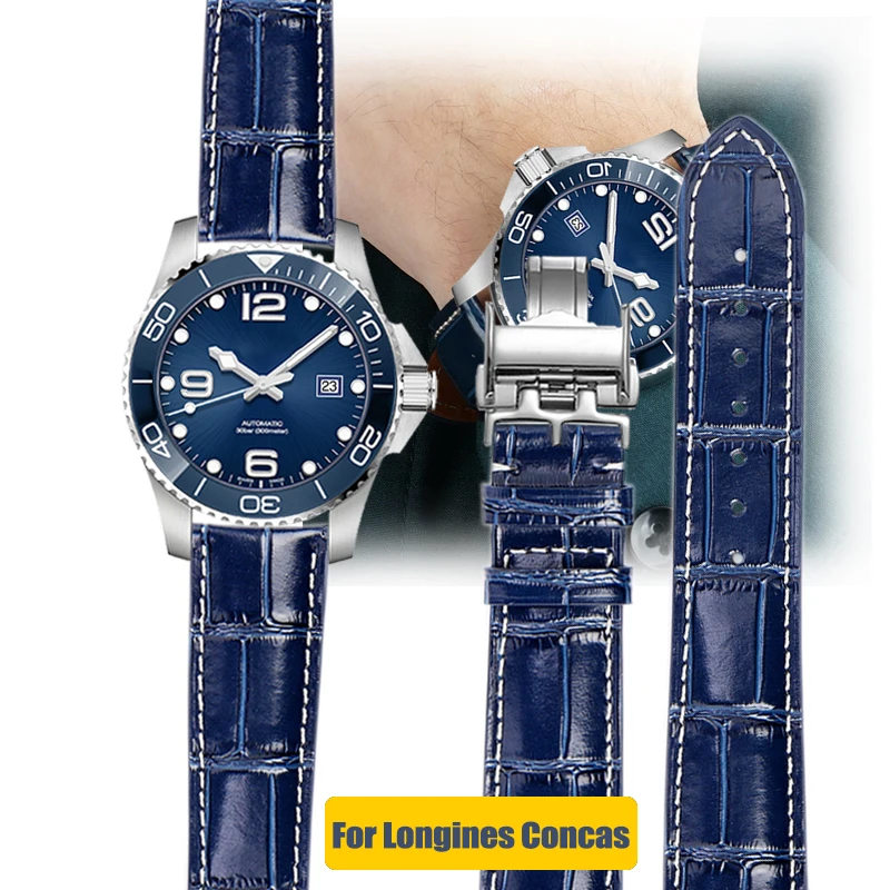 For Longines Masters Collection L3 L4 L2.628/L2.673 Watch Strap Cowhide Leather Butterfly Buckle watchband 19 20 21mm Wrist band