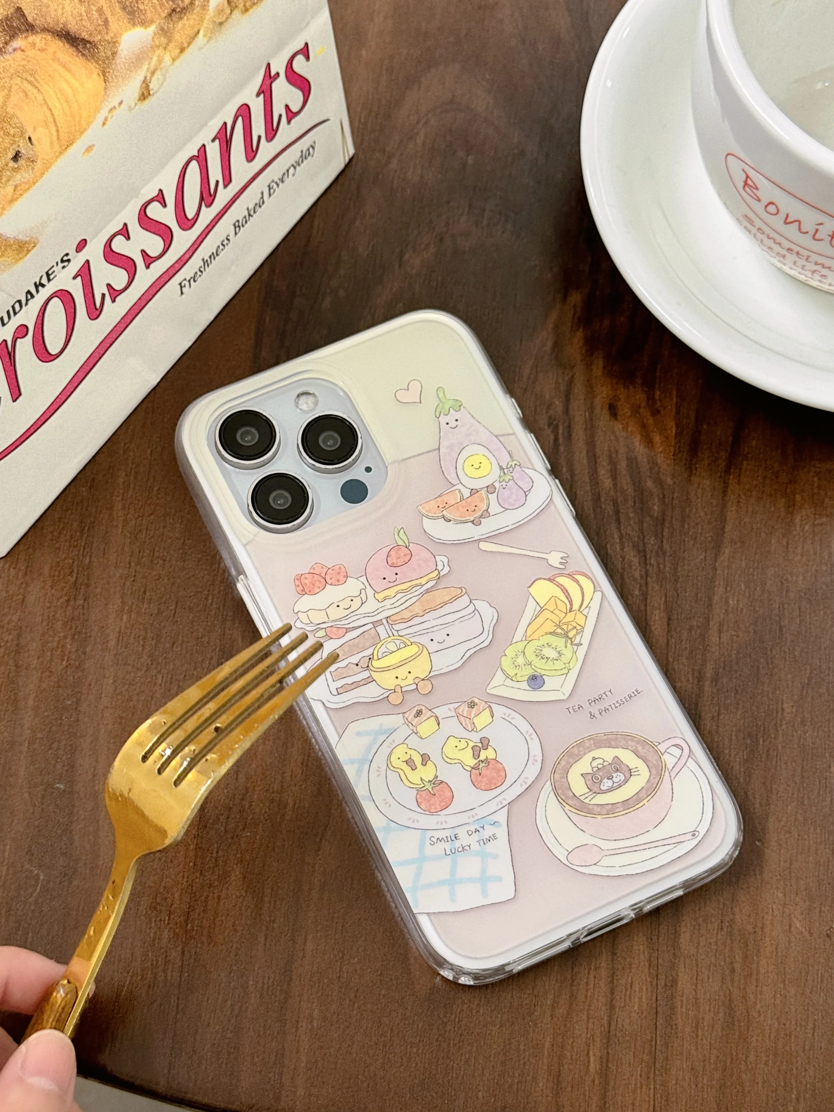 Korean INS Fruits Cake Snacks Pattern Double Layers IMD Phone Case for iPhone 15 14 13 11 Pro Max Plus Back Cover for 12 Pro Max image 6