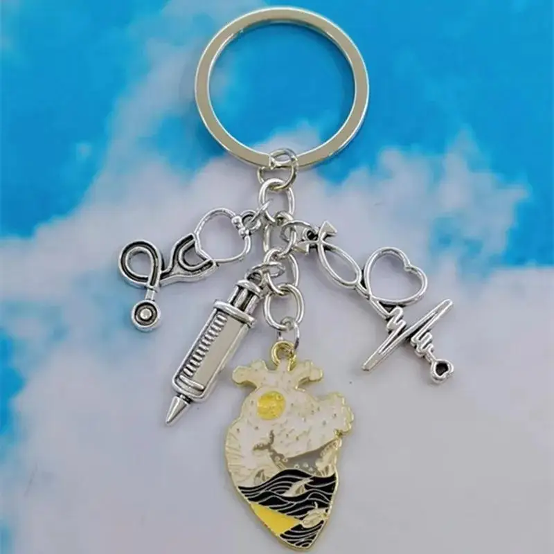 Anatomie-Schlüsselanhänger aus Legierung mit Herz- und Lungenmotiv, Arzt- und Krankenschwester-Taschenanhänger, Schmuck, Geschenke, Dekoration – Detail 4