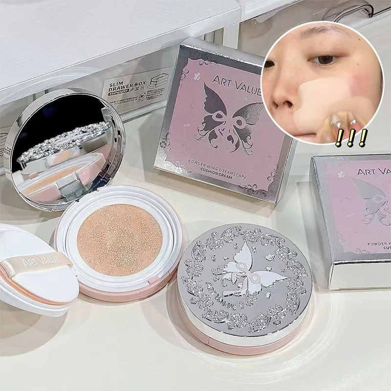 QIBEST Moisturze Air Cushion Cream Quick Foundation Cream Makeup Base Waterproof Lasting Foundation Concealer Brightening Face