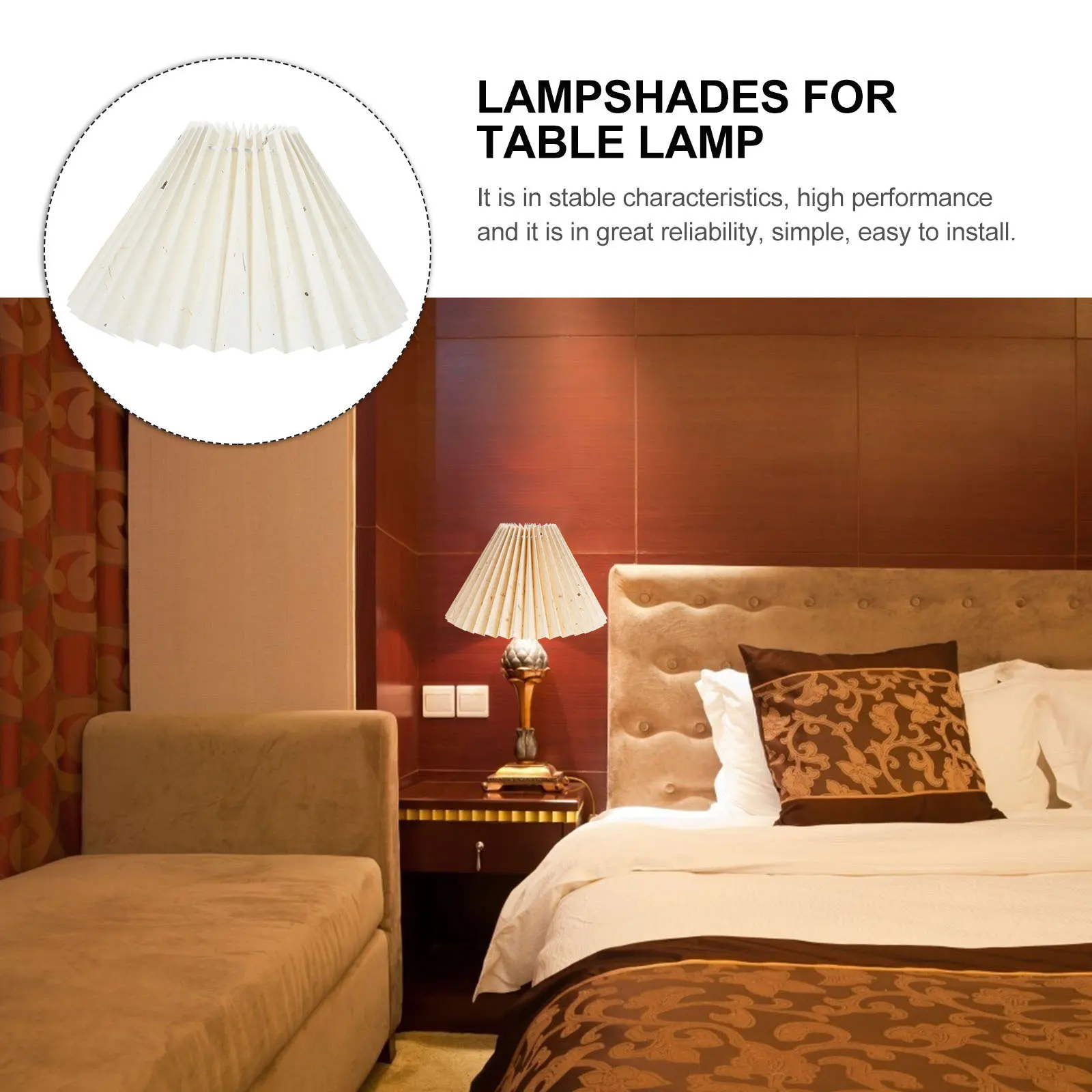 

Pleated Round Lampshade for Table Lamp Khaki Color E27 Socket Foldable Lighting Accessories Bedroom Decor Small Lamp Shades