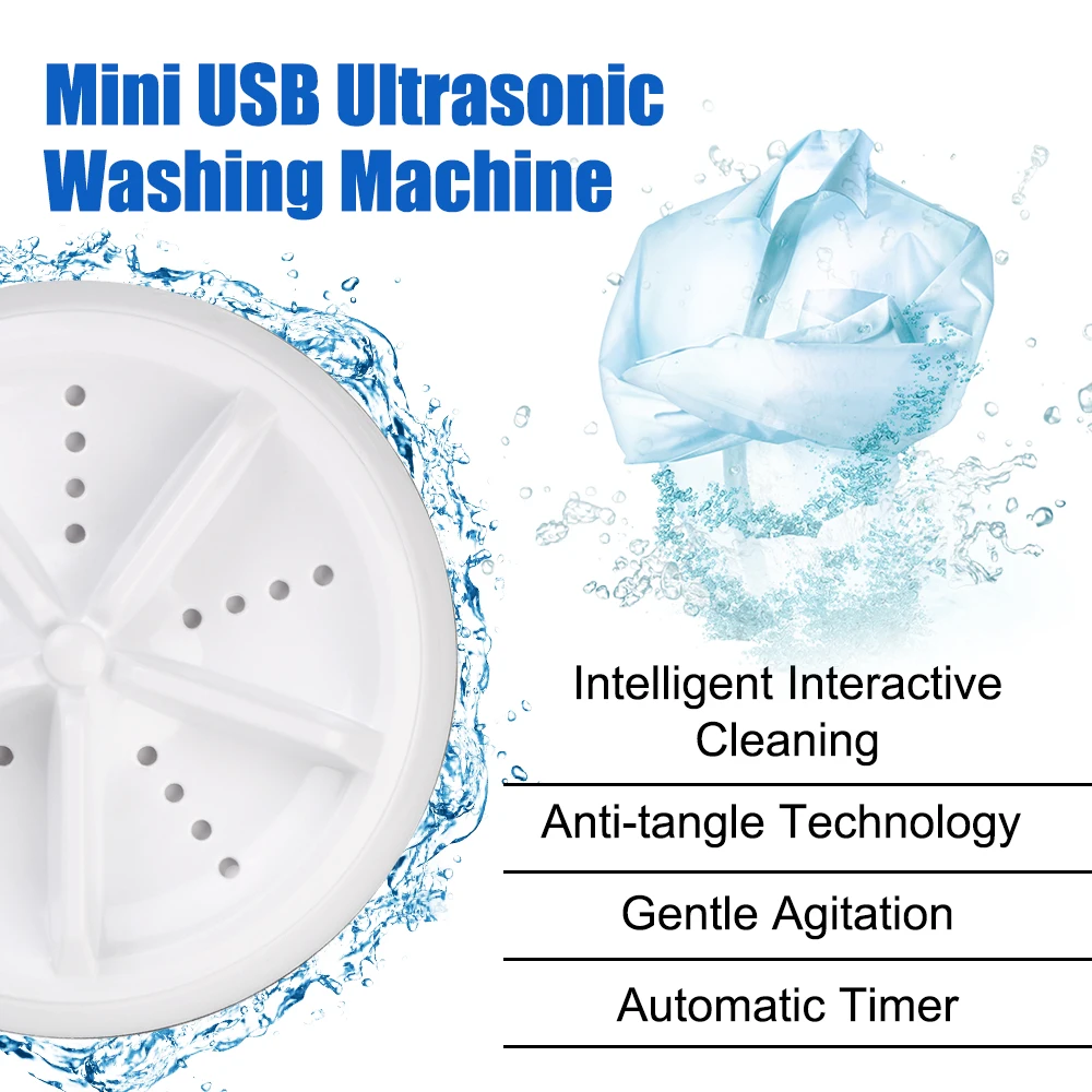 Multifunctional with USB Cable Mini Ultrasonic Washer Removes Dirt Washer Clothing Cleaning Washing Machine