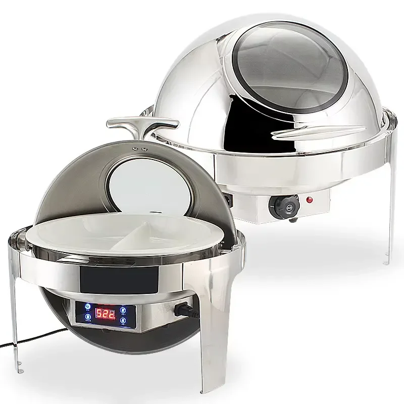 Electric Stainless Steel Round Buffet Warmer Tabletop Food Heater Insulation Kitchen Appliance for Party Catering Serving