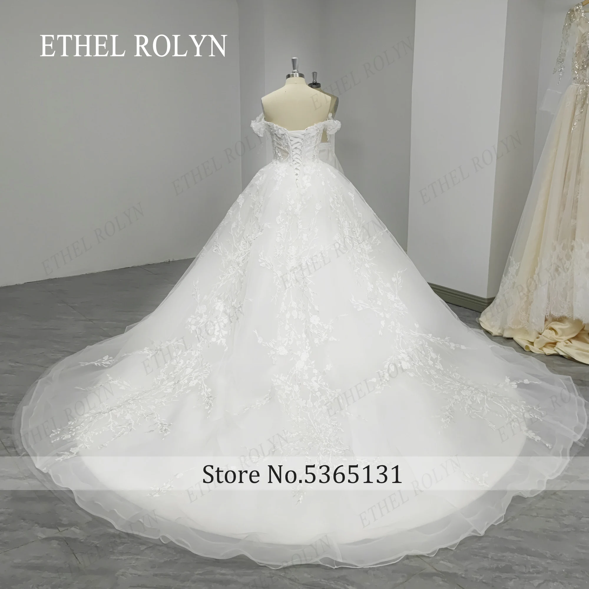 ETHEL ROLYN A-Line Luxury Wedding Dresses For Women 2024 Off the Shoulder Beading 3D Flowers Lace Wedding Gown Vestidos De Novia