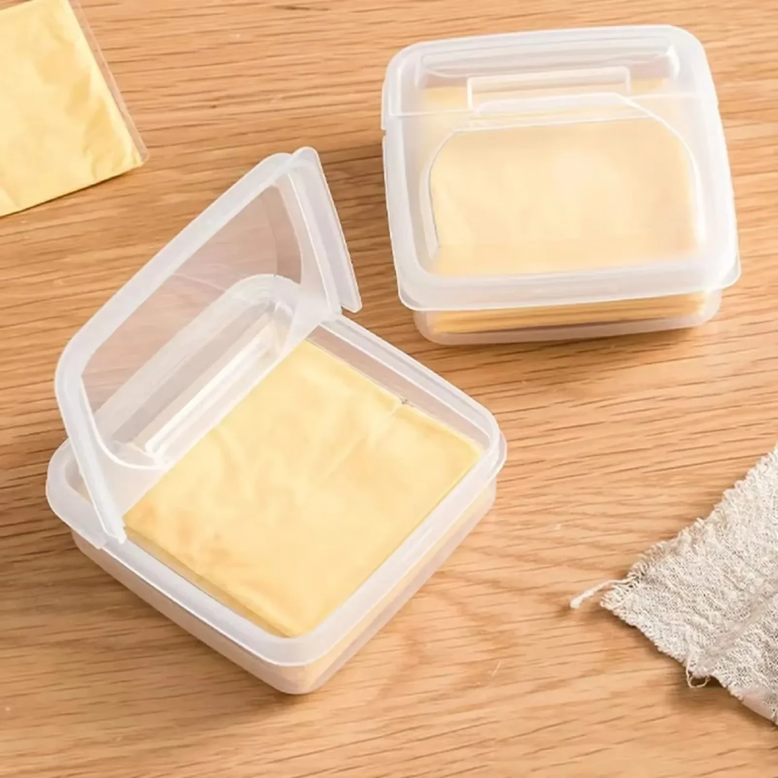 Plastic Refrigerator Cheese Storage Box with Flip-Top Lid Butter Cheese Container Cheese Slice Storage Box Food Dividing Case