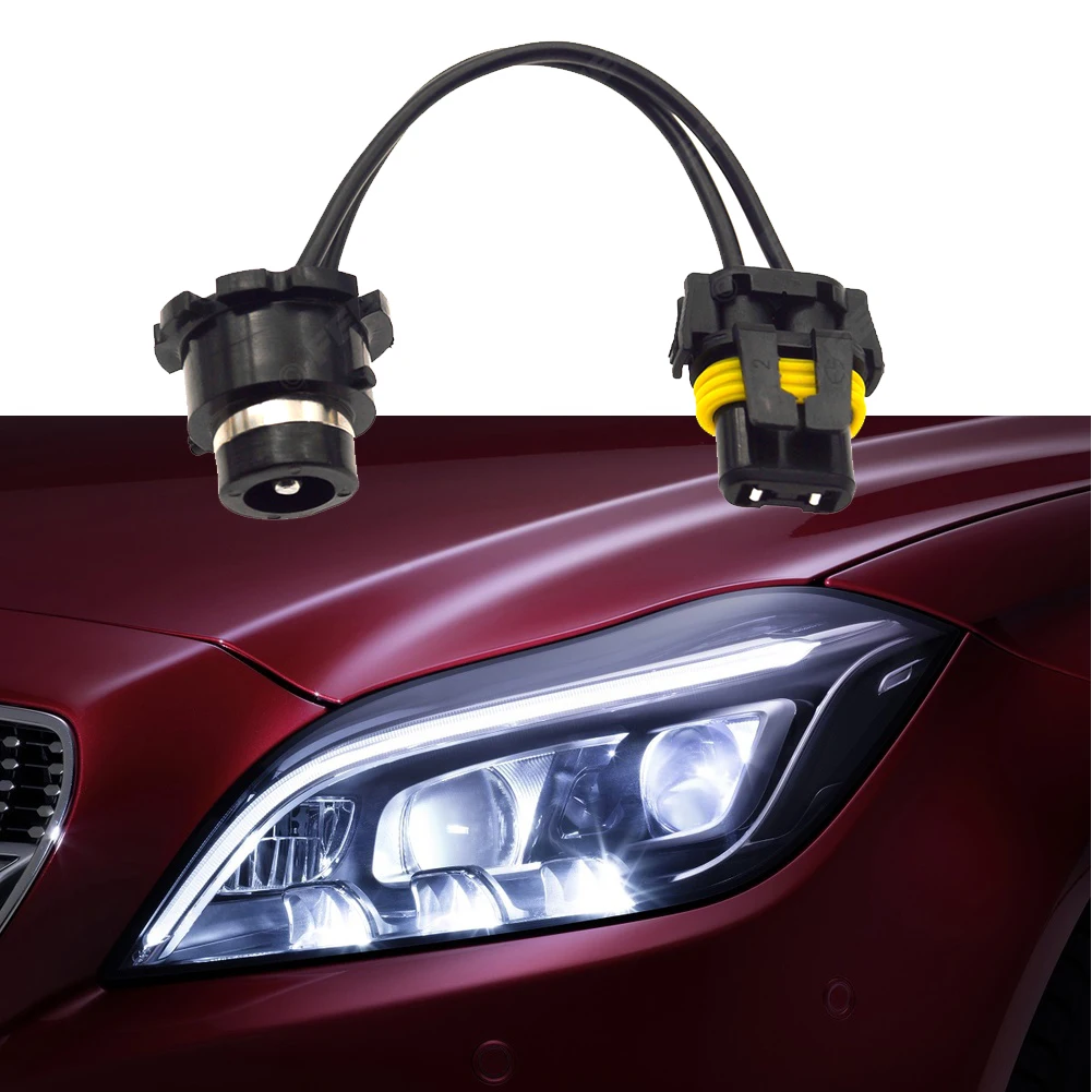 D2 To 9006 Headlight Adapter Cable For HID LED Bulb Socket Conversion 160mm Wiring Harness-Plug And Play Modification