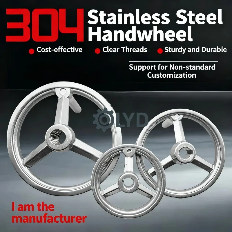 304 Stainless Steel Handwheel for CNC Machine, Industrial Style Custom Steering Wheel for Car Truck Modification
