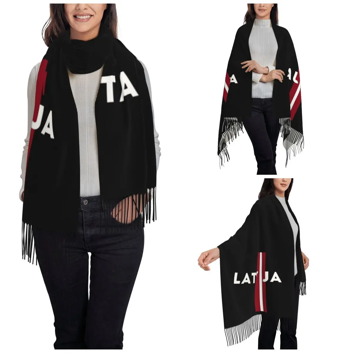 Latvija Latvian Flag Scarf for Women Fall Winter Pashmina Shawls and Wrap Long Large Shawl Scarf Ladies