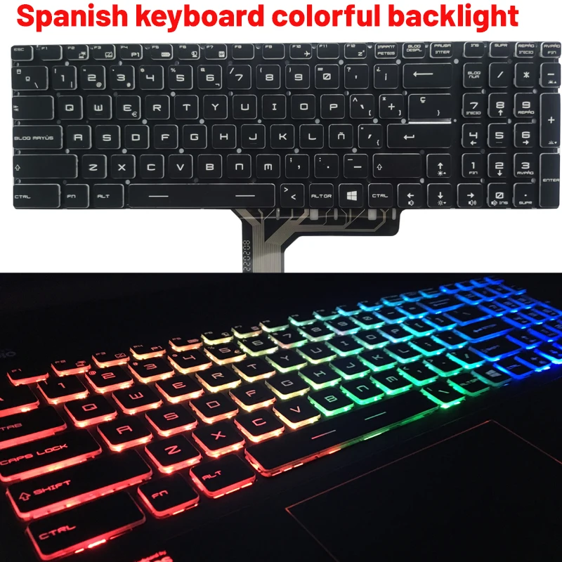 Imagem -06 - Teclado do Portátil Russo us uk Espanhol para Msi Gp63 8re 8rf Ms16p3 Ms-16p5 Ms-16k4 Ms-16k3 Ms-17b1 Ms-17b4 Ms-17b3 Ms-13f1 Novo