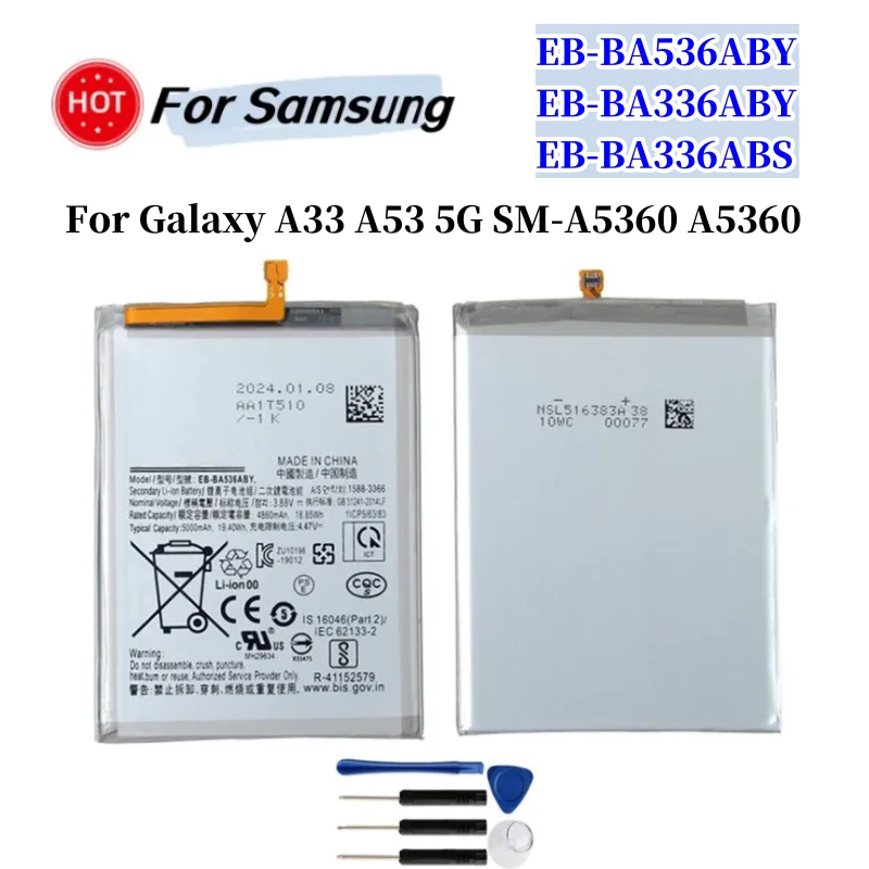 EB-BA536ABY Batería de Repuesto EB-BA336ABY para Samsung Galaxy A33 A53 5G SM-A5360 A5360 EB-BA336ABS Batería para Teléfono + Herramientas Gratis