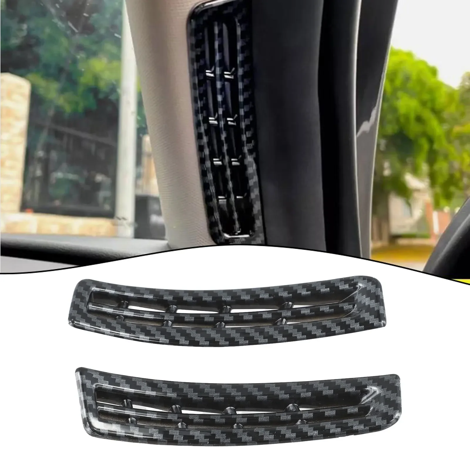 

Set of 2 Carbon Fiber Style A Pillar Air Vent Covers ABS Plastic for Hyundai Tucson Model Years 2022 to 2025 Interior