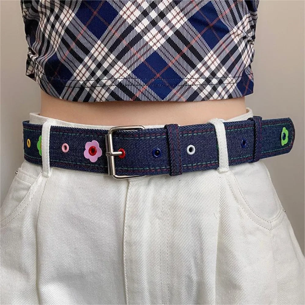 

All-match Adjustable Retro Y2k Belt Korean Style Harajuku Jeans Waistband Flower Cloth Trouser Decoration Women