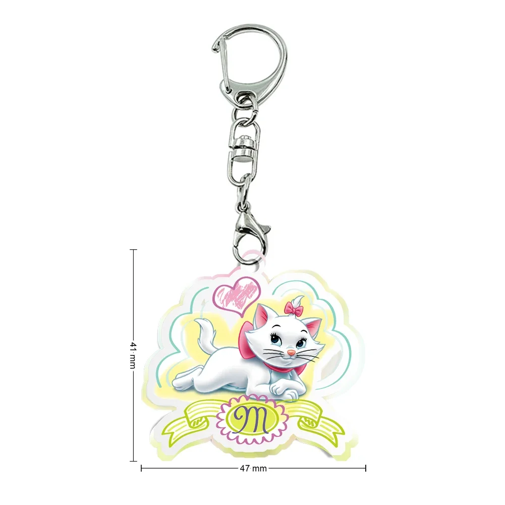 Marie Cat Disney Keychain Acrylic Figure Key Chain Backpack Schoolbag Charm Keyring