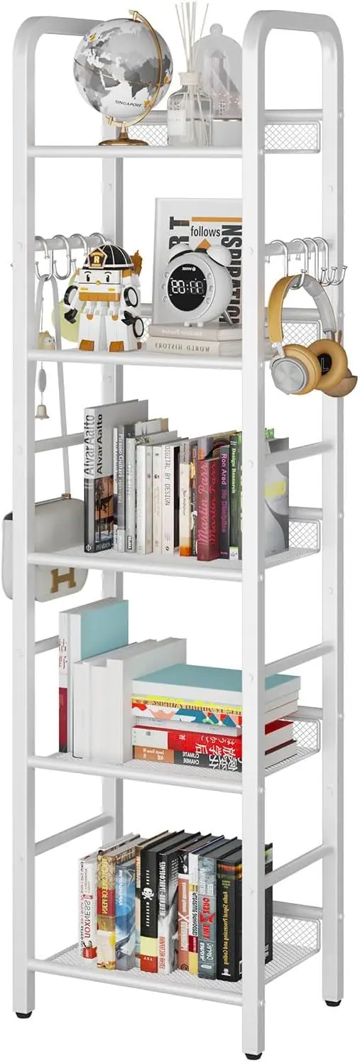 5 Tier Bookshelf, Freestanding Bookcase for Living Room, Bedroom, Home Office, Multi-Functional Storage Rack Organizer,