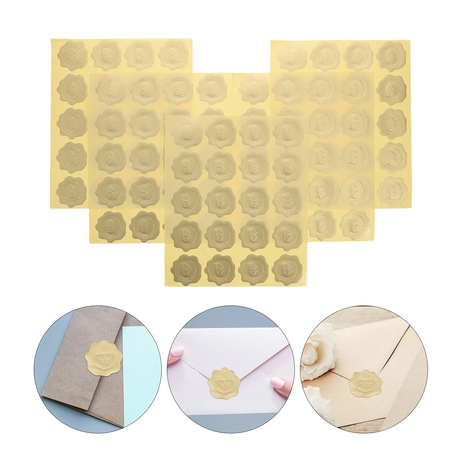 

5 Sheets Love Theme Circular Seal Stickers Self Adhesive Envelope Sealing Labels for Wedding Invitations Gift Packaging Party