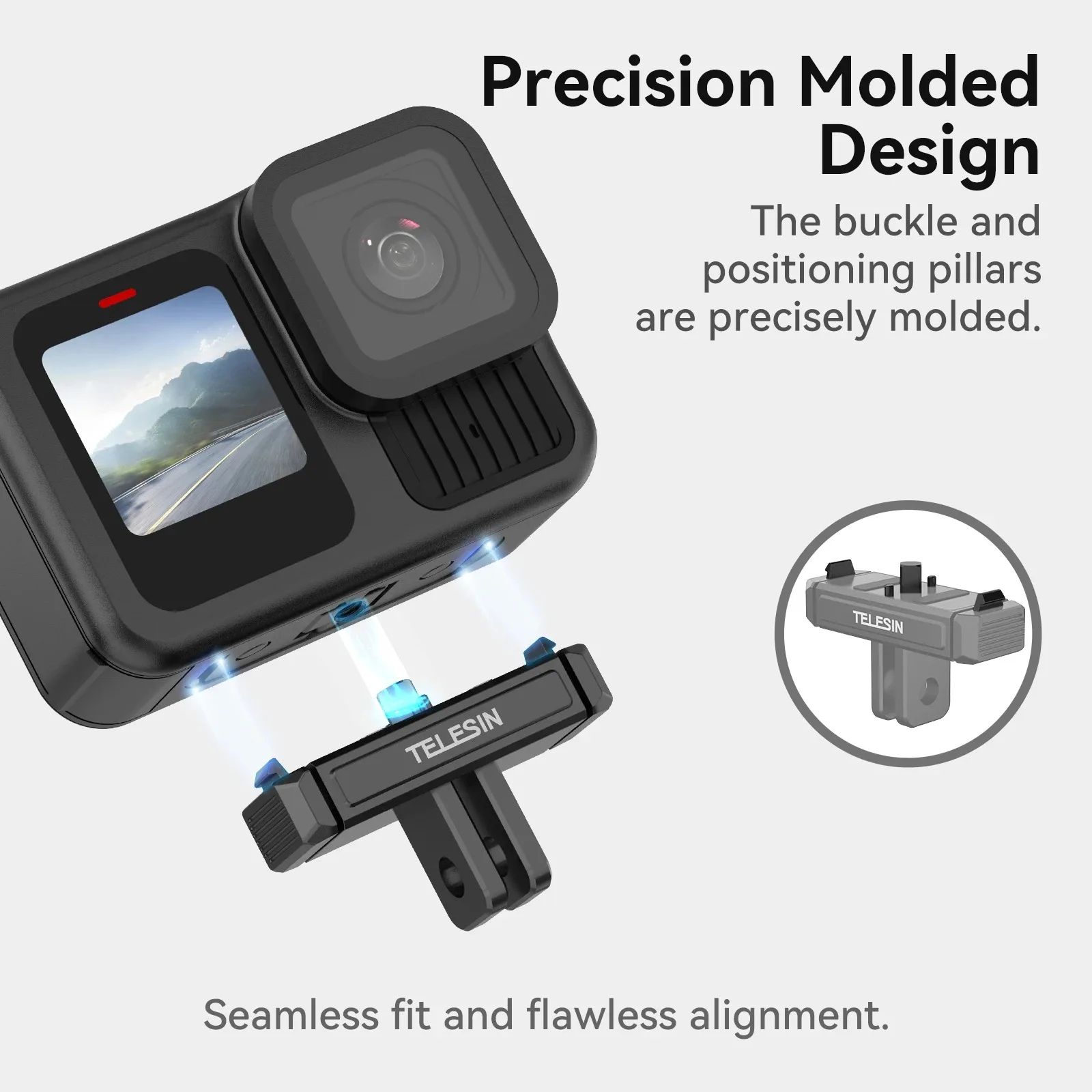 TELESIN Two Claw Adapter Dual Lock & Anti-Slip Button Design Camera Mount Accessories Qucik Release Base for Go Pro Hero 13