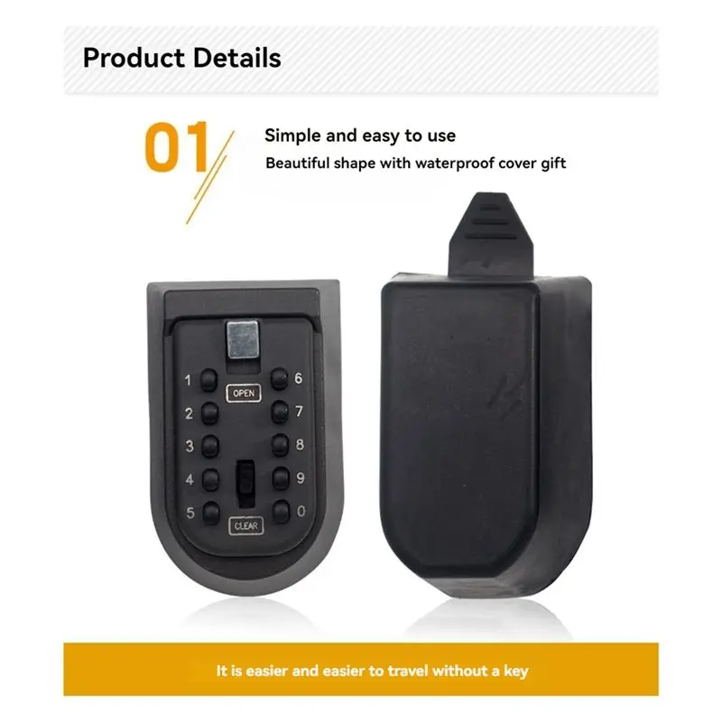 Hot-Wall Mounted Key Safe Box Weatherproof 10-Digit Combination Lock Storage For Home & Outdoor Use