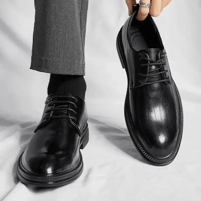 Italienische Herren Leder schwarze Krawatte Kleid Herren Oxford Büro Hochzeits schuhe