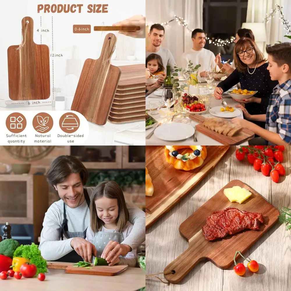 

Набор из 16 разделочных досок из дерева акации с ручками, 12x6 дюймов, идеально подходит для использования на кухне и сервировки, отличный подарок на новоселье