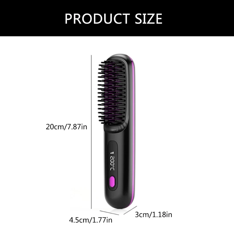 Расческа для укладки волос Практичная расческа для волос Перезаряжаемая щетка для выпрямления волос Парикмахерский инструмент