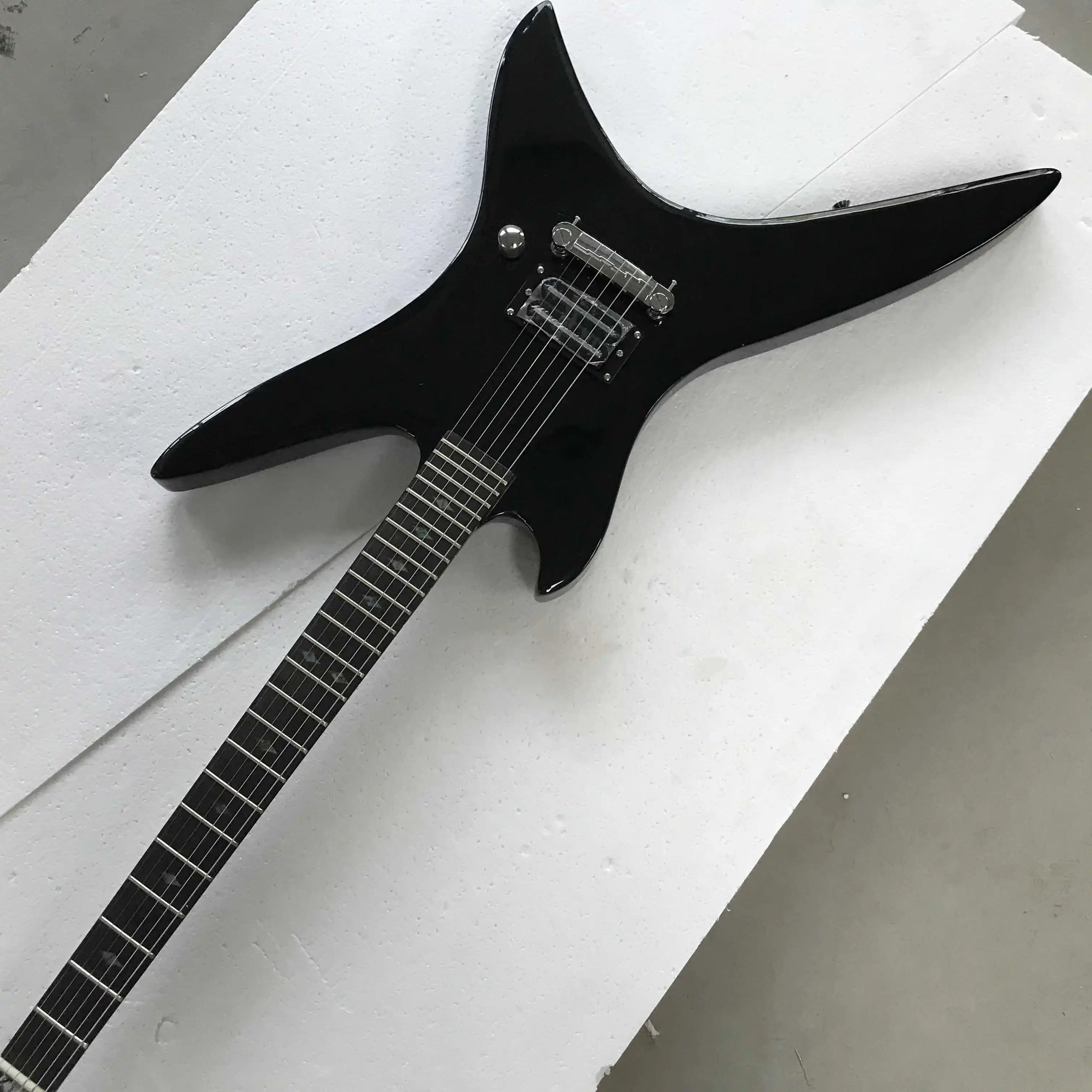 Free shipping,Black , special-shaped, white decoration, electric guitar,2022 new pop, high-end custom