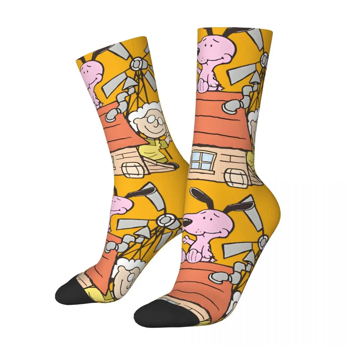 Crazy compression Cowardly Sock for Men Harajuku Peanuts Snoopy Seamless Pattern Crew Sock Casual