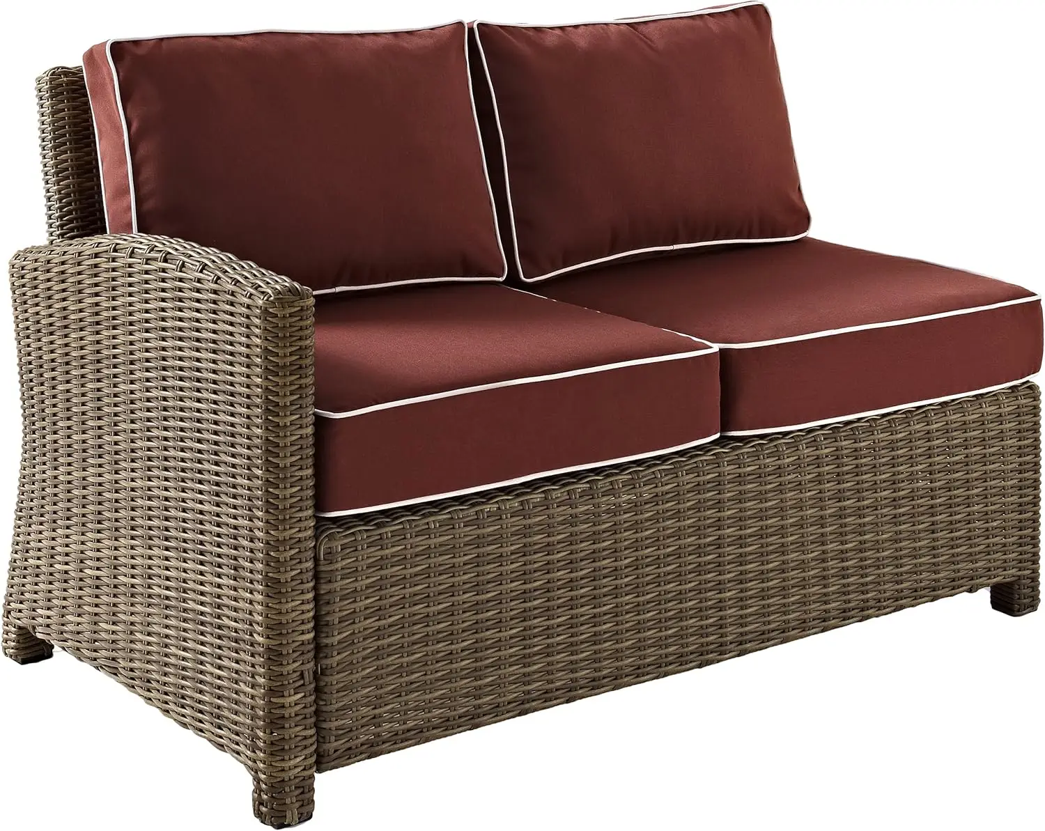 KO70019WB-SG Bradenton Outdoor Rieten 4-delige Sectionele Set (2 Loveseats, Hoekstoel, Salontafel)