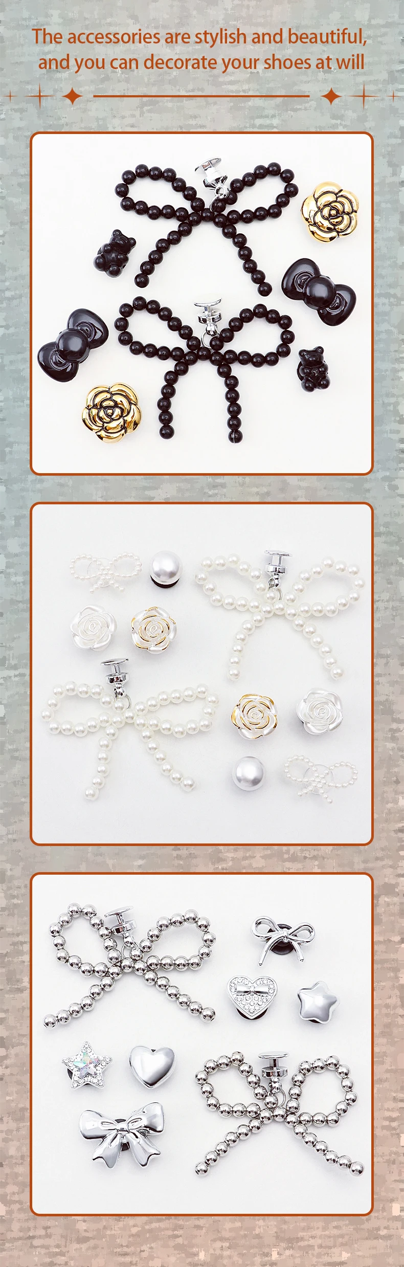 Neues Set Perlenblumen-Schuhdekorationen Modische Perlen-Schleifen-Schuhcharms DIY Abnehmbare Schnallen-Schuhzubehör – Detail 3