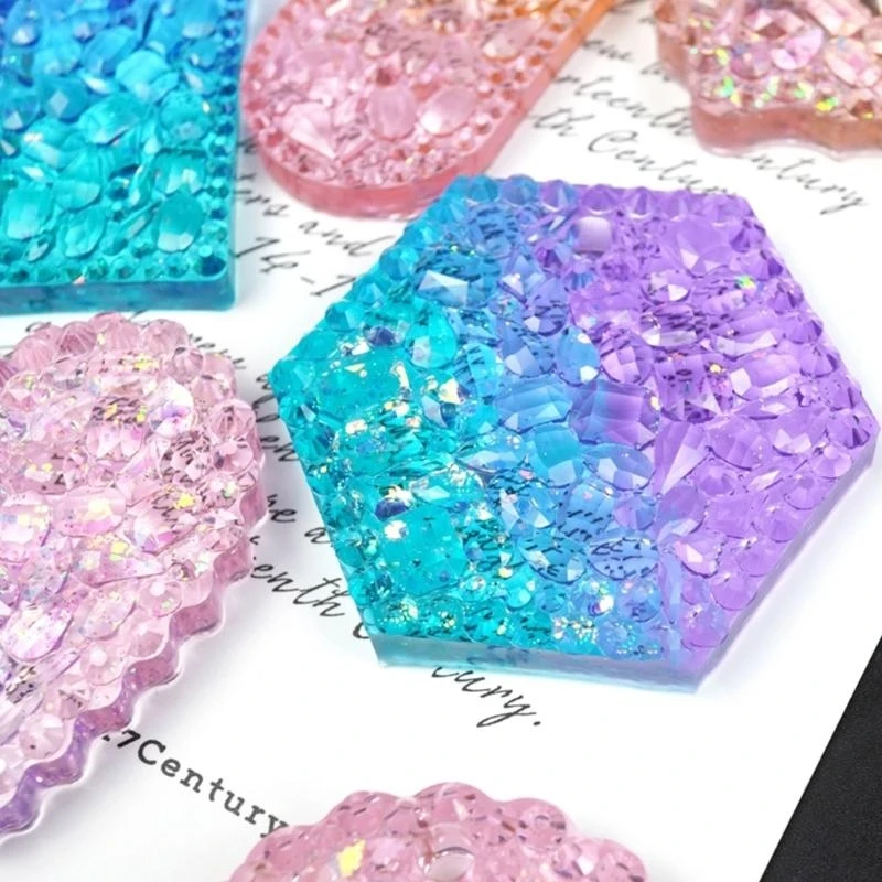 HX6F Heart Pentagon Gypsum Silicone Mold Aromathe Handmade Soap Pendant Ornament Mold Diy Round Plaster Listing Mold
