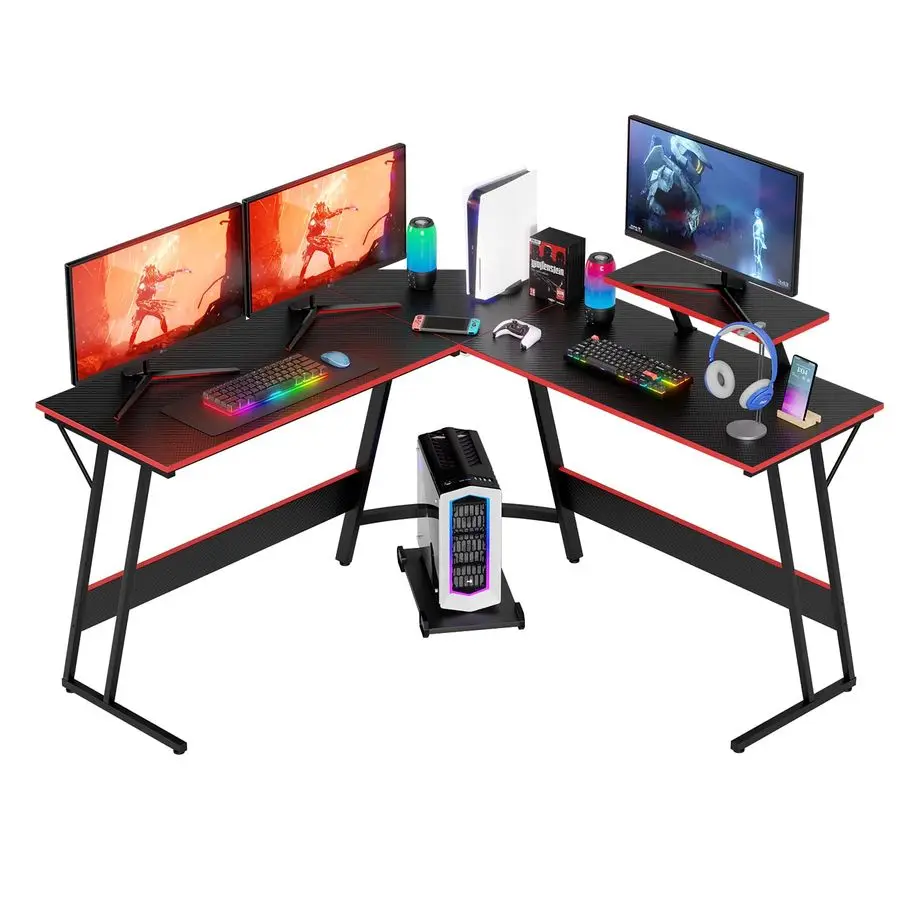 

L Shaped 51 Inch Gaming Desk,Corner Computer Desk,PC Gaming Desk,Writing Workstation with Large Monitor Stand for Home Office,Bl