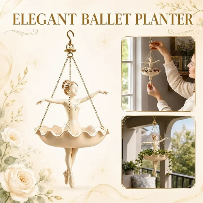Ballet Dancer Hanging Planter Resin Ballerina Flower Pot Hanging Plant Holder Home Garden Decor for Ivy Pothos Succulents