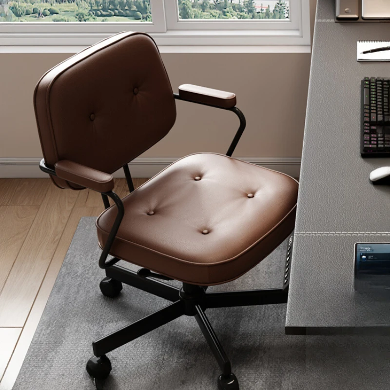 First floor leather Alef Ye backrest computer chair sedentary office chair study home chair conference