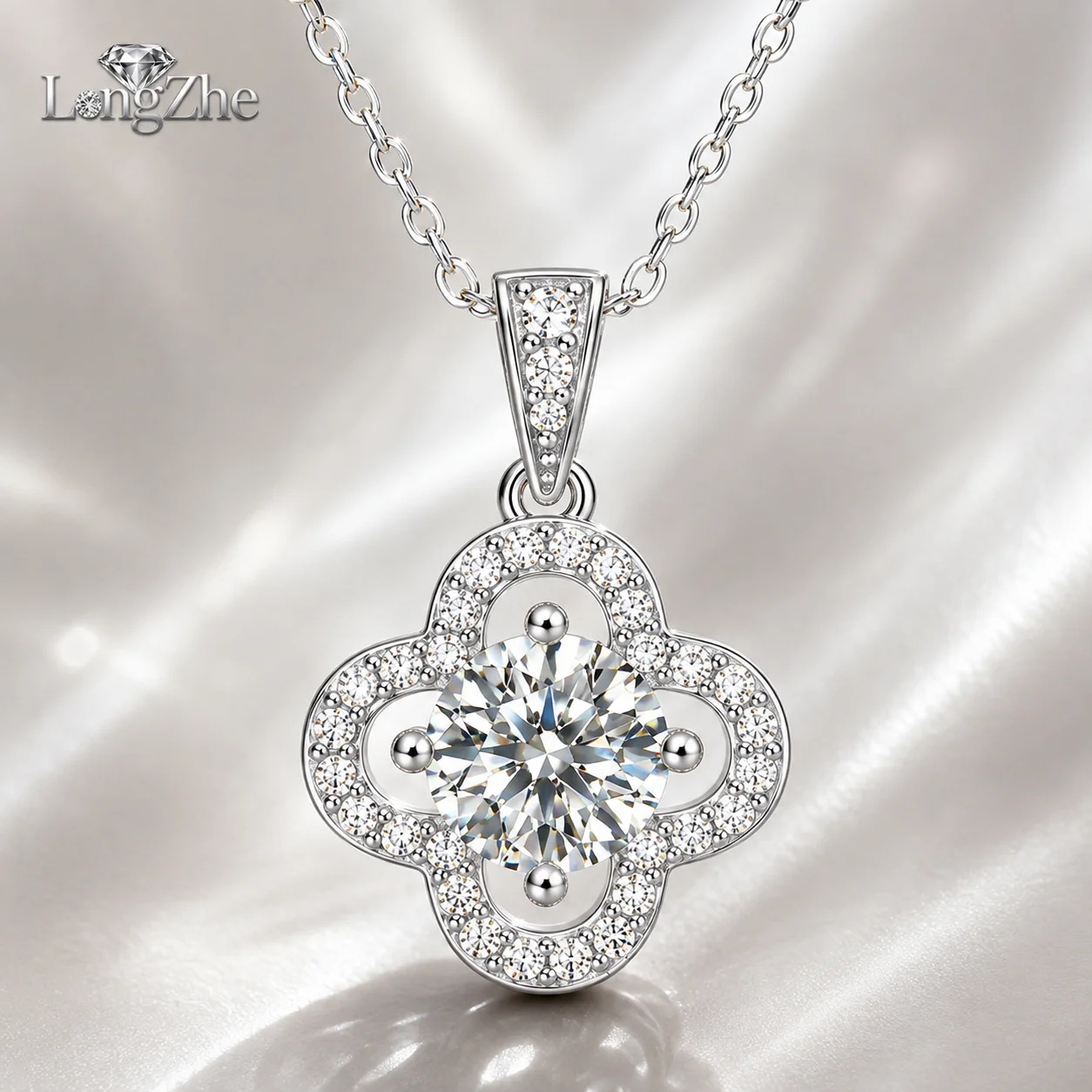 1CT Moissanite Clover Necklace for Women S925 Sterling Silver Quatrefoil Pendant D Color VVS1 Fine Jewelry Anniversary Gift