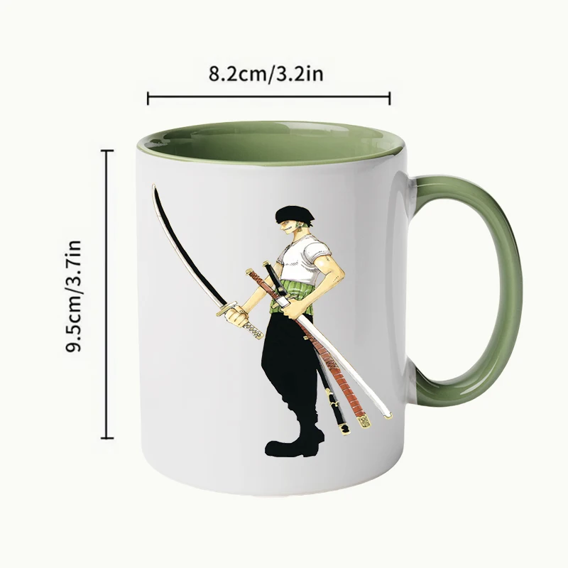 1pc Anime ONE PIECE Cartoon Roronoa Zoro Ceramic Mug Sanji Kawaii Ctue New Year Christmas gifts for friends and family