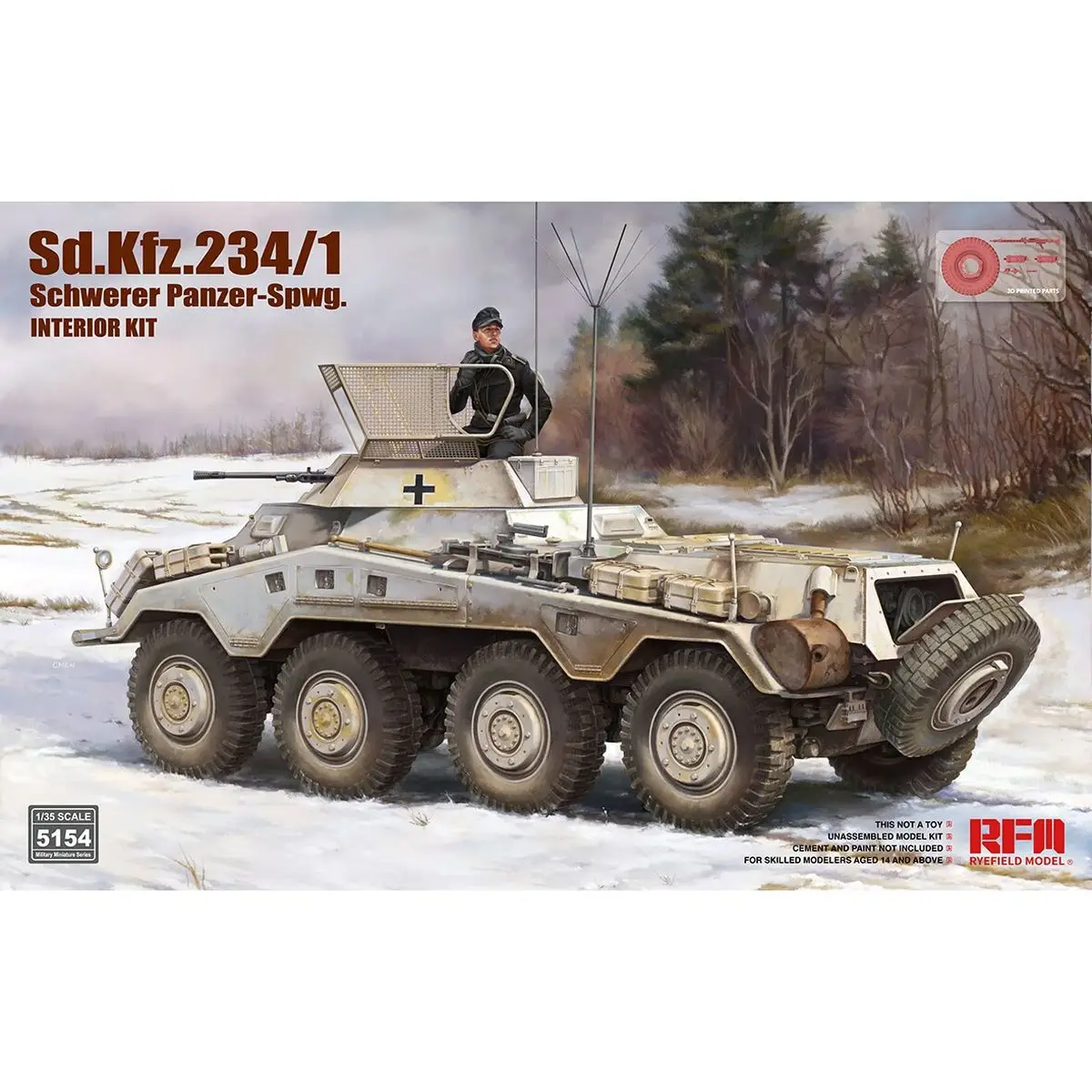 RYEFIELD MODEL RFM RM-5154 1/35 Sd.Kfz.234/1 Ciężki Samochód Pancerny-Spw. Zestaw wnętrza - Model do sklejania