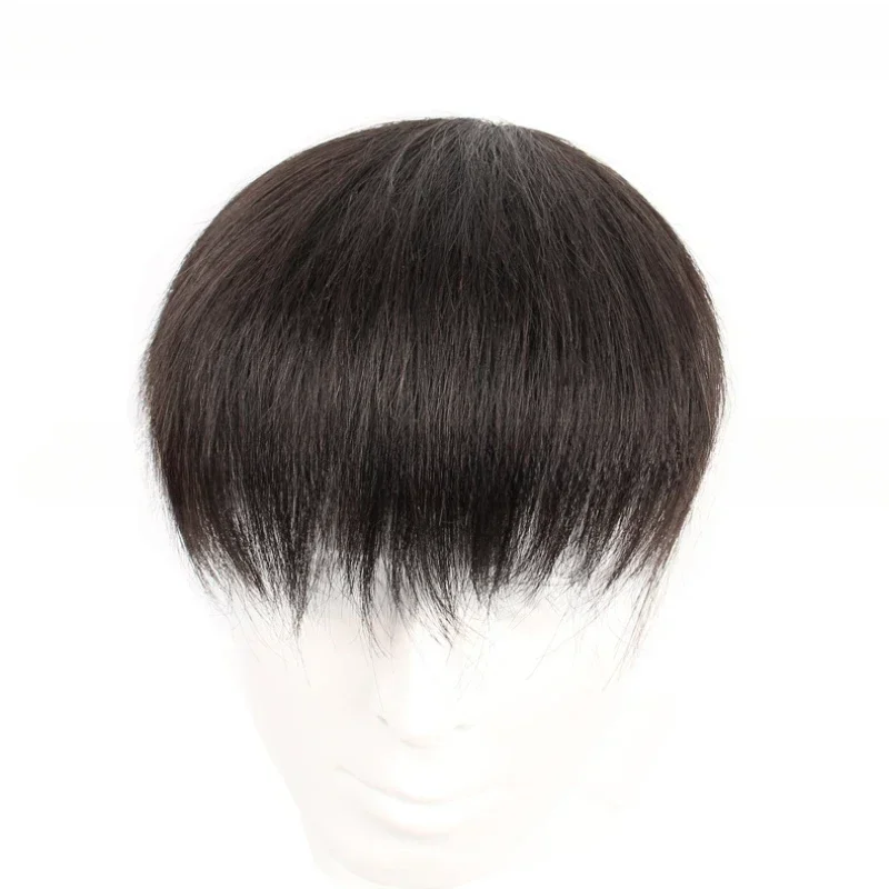 Promotion Australia-Double Layers 100% Natural Human Hair Toupee Male Hair Prosthesis Lace PU Base Breathable System Wig for Men