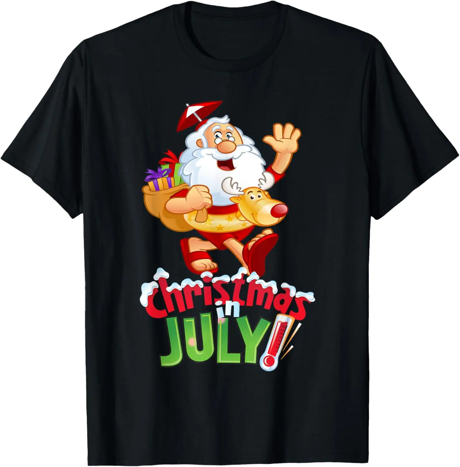 

Funny Christmas in July Shirt Summer Reindeer Float Xmas T-Shirt