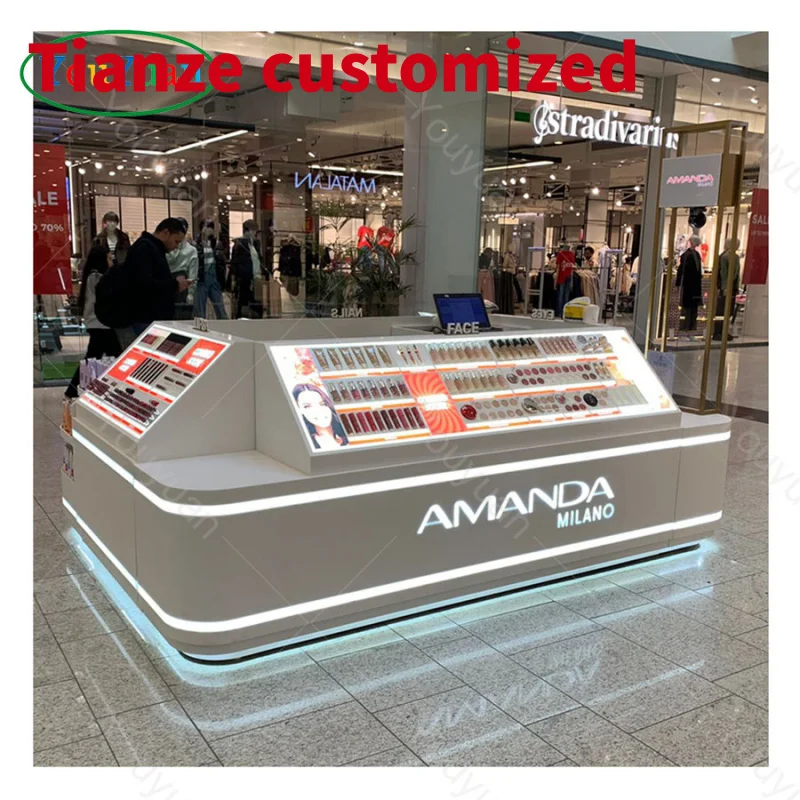 (customized)Cosmetic shop design makeup display stand store beauty salon display showcase perfume cosmetics display showcase