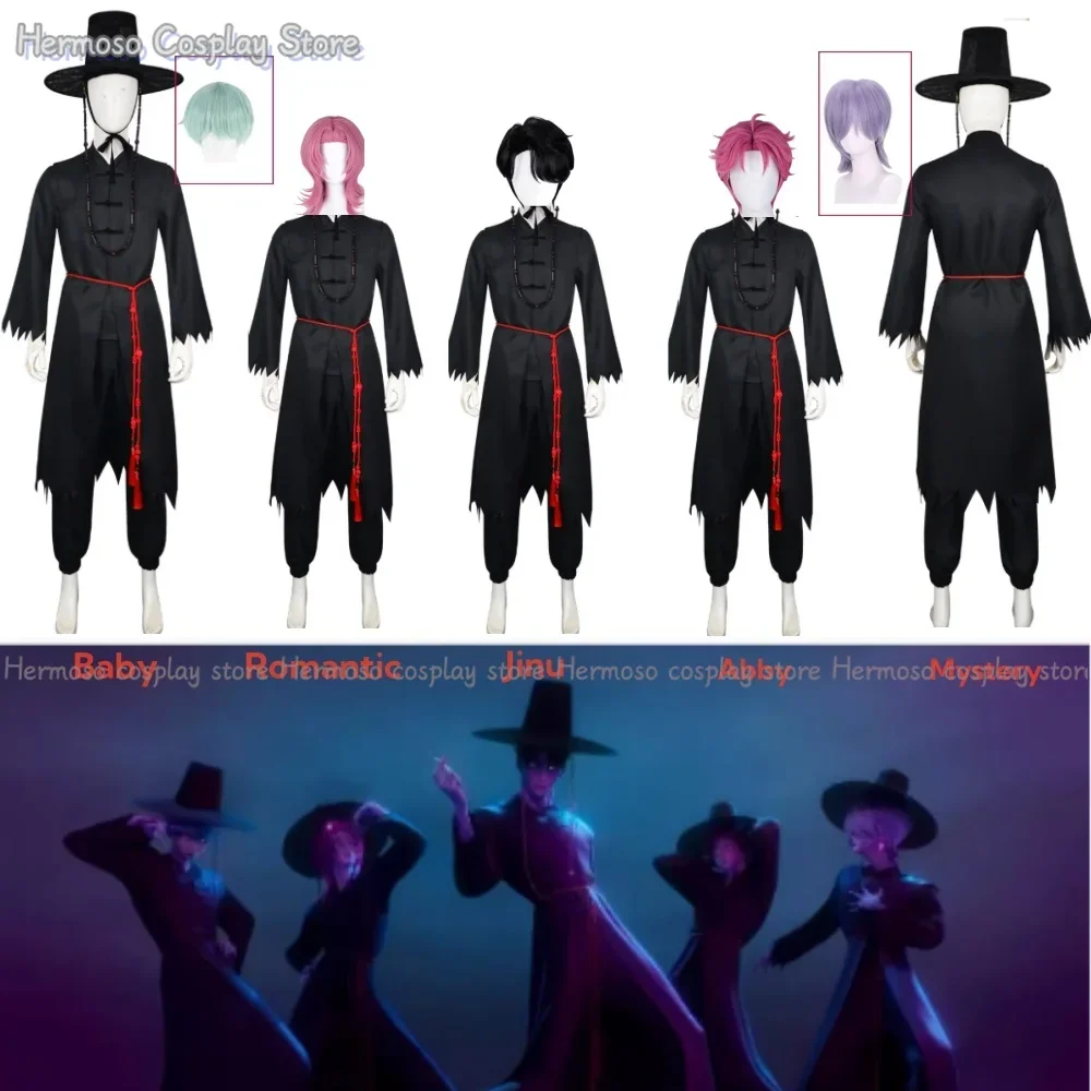 Anime KPop Demon Hunters Saja niños bebé Jinu Abby misterio romántico Cosplay disfraz sombrero peluca hombres Halloween traje de actuación de demonio