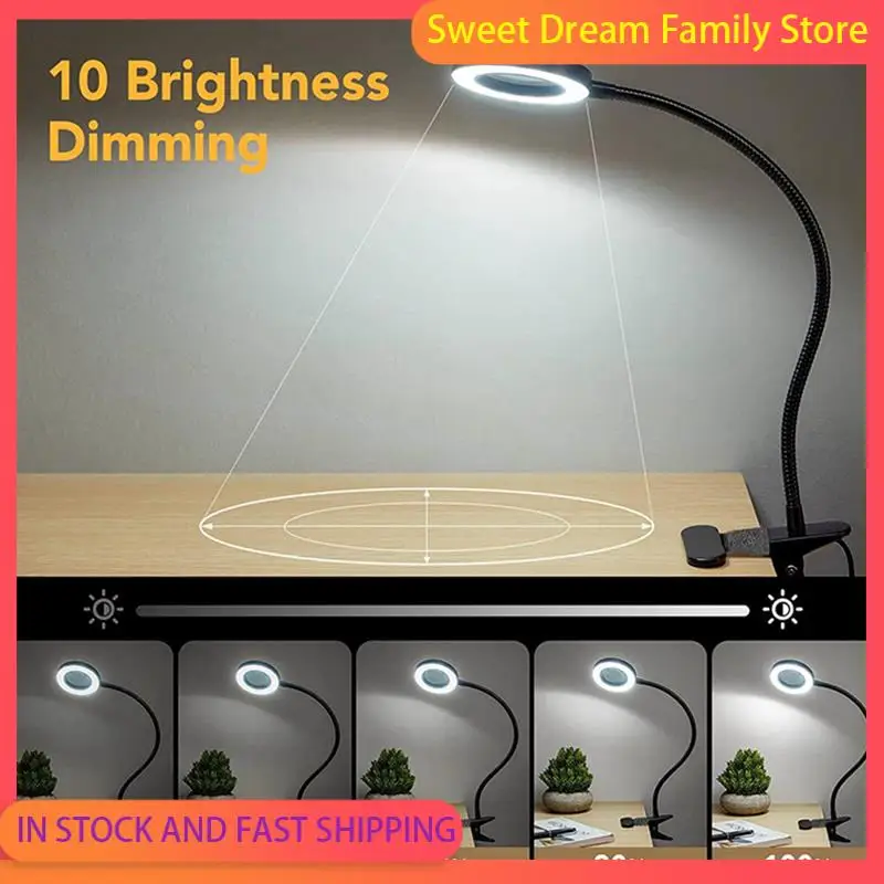 

SDFC-48 LED Desk Lamp Clip With 5X Magnifying Glass Light 360° Adjustable 3 Modes LED Desk Light For Bed Desk Work Crafts-2PC