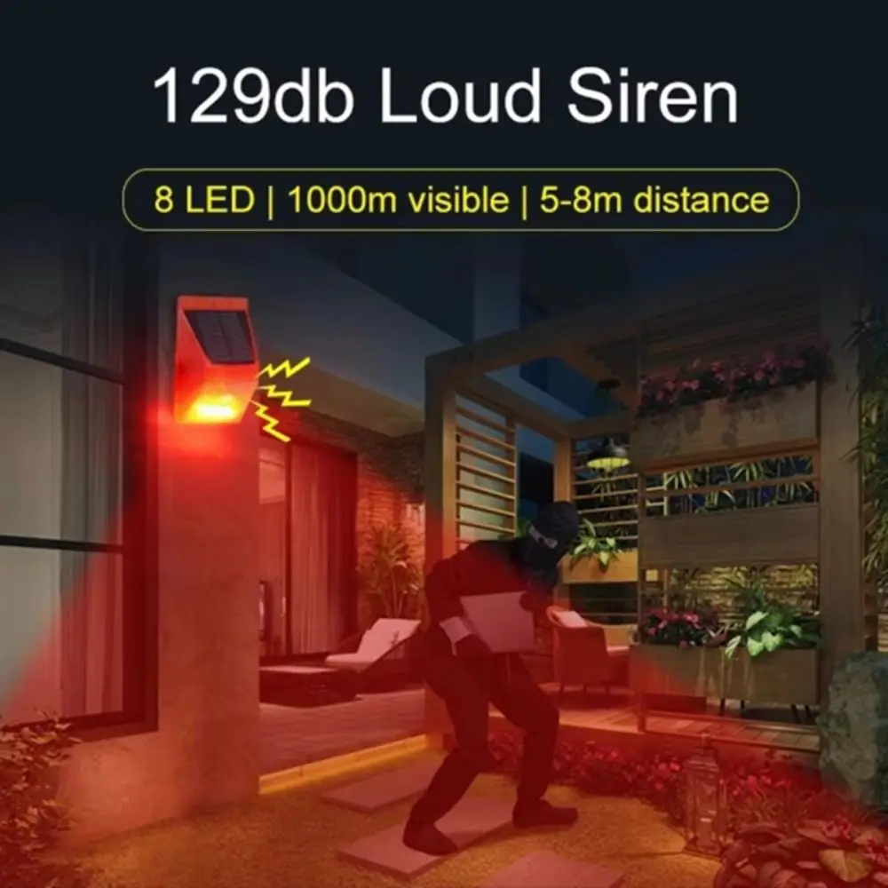 

Waterproof Solar Alarm Rechargeable Portable Solar Lamps Multifunctional Sound Alarm Solar Charging Alarm Field Security