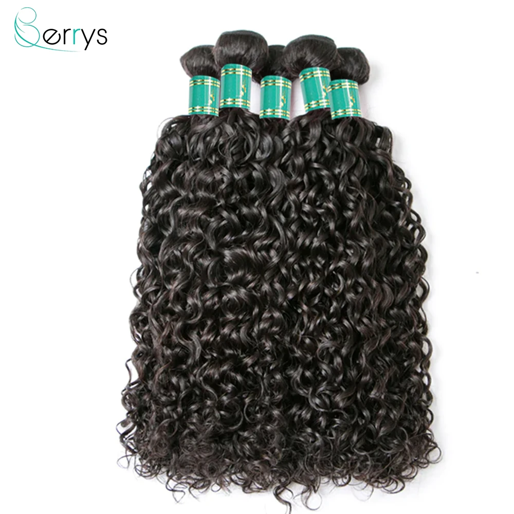 BerrysHair Peruvian Hair Weave Bundles 36Inch Water Wave Human Hair Bundles 1/3/4 Pcs/Lot Sew In Hair Extensions Narure Color