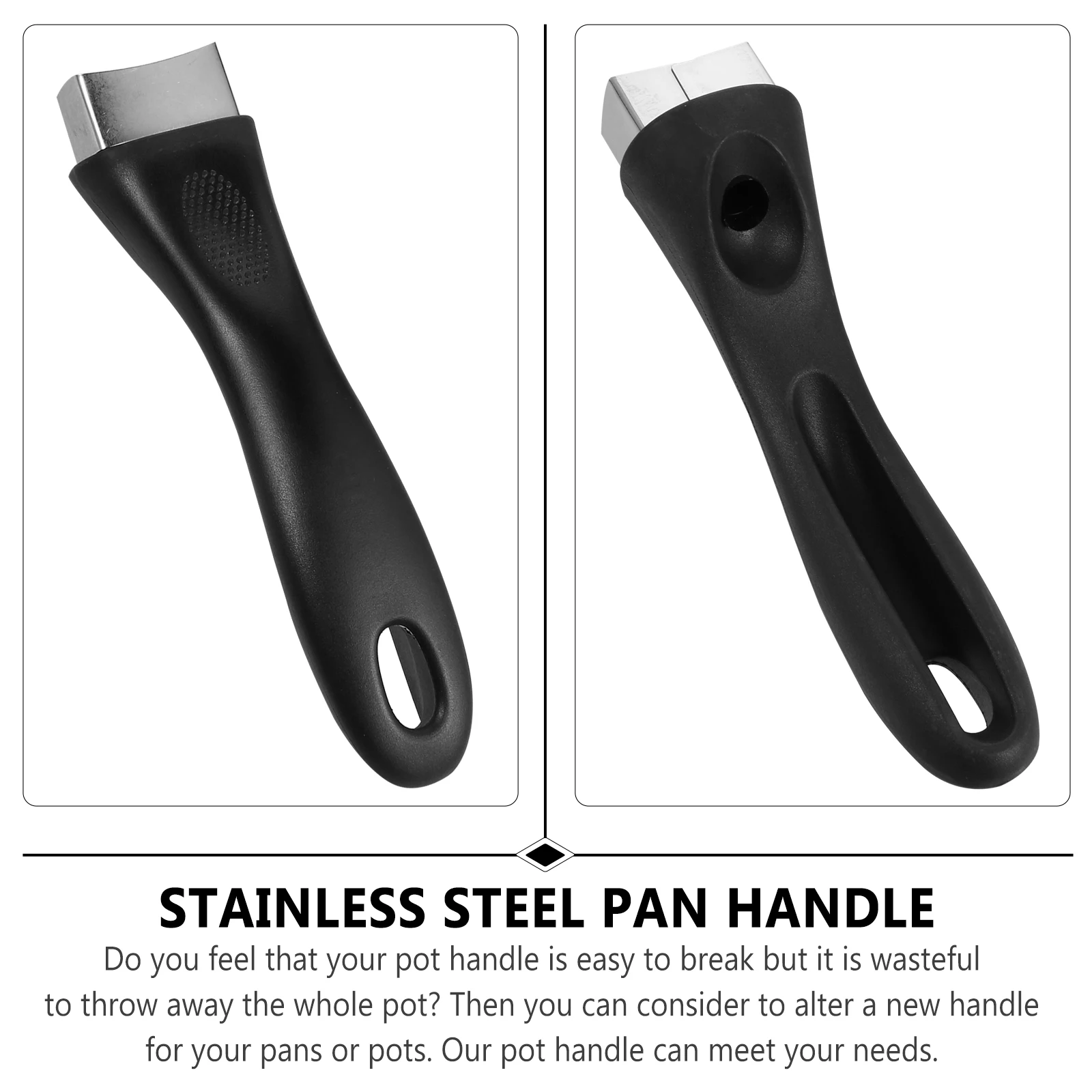 

2 pcs Stainless Steel Pot Handle Ergonomic Removable Bakelite Grip For Frying Pan Milk Pot Replacement Kitchen Cookware