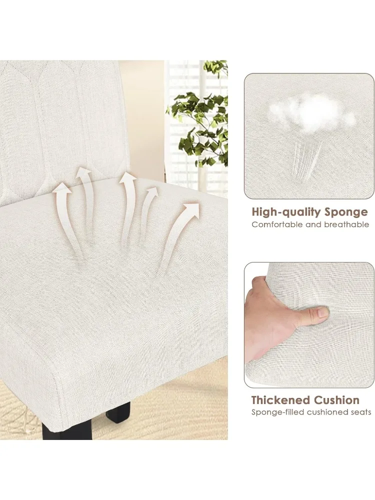 Ensemble de 6 chaises de salle à manger rembourrées, Parsons d'appoint modernes avec siège confortable, pieds en bois massif avec repose-pieds en caoutchouc, pour Livin