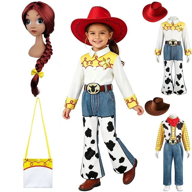 Boys Girls Woody Jessie Cosplay Costume Western Fancy Clothes Halloween Performance Children's Costume Carnival Party Outfit